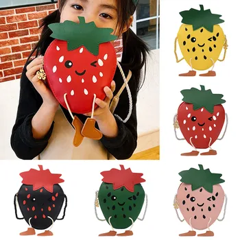 

Bags Kids Children Girls Cute Cartoon Strawberry Messenger Crossbody Shoulder Bags Mini Pu Leather Bags 2020 New