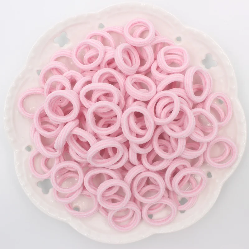 pink white 100 шт./лот, новые полосатые милые Стильные Детские эластичные резинки для волос, 6 видов цветов, Детские аксессуары для волос для девочек Q987 - Цвет: pink white