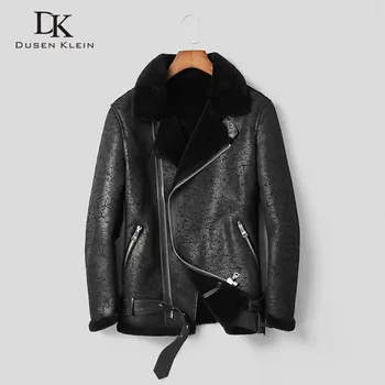 

Men Shearling Coats Real Sheepskin Leather Jackets Winter Warm Wool Coat 2019 New Fur Outerwear 19056