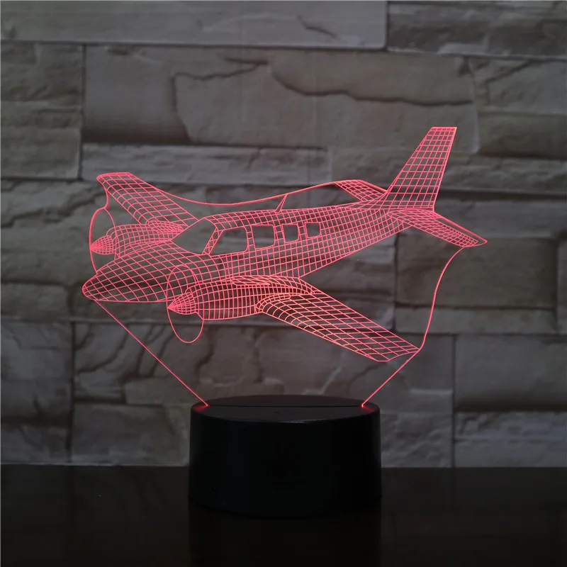 Самолет 3D ночник светодиодный 7 цветов Изменение воздуха самолет настольная лампа USB для сна освещение для спальни прикроватный Декор детские подарки 1998