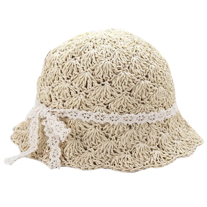 Beige Новые пляжные шляпы ручной работы для девочек, шляпы для девочек, шляпы для родителей и детей, летние соломенные шляпы для девочек - Цвет: Beige