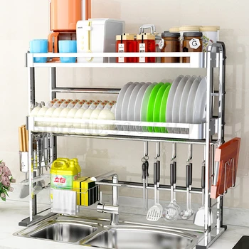 

singapore free! ! 304 Stainless Steel Kitchen Shelf Drainage Rack Airing Bowl Rack Household Dishes Chopsticks Sink Shelf cheap