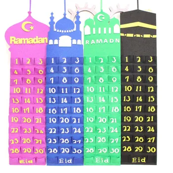 

New EID Mubarak Ramadan Kareem Decorations Felt Calendar Hanging Bag Pendants Muslim Islam Ramadan Decoration Eid Party Supplies