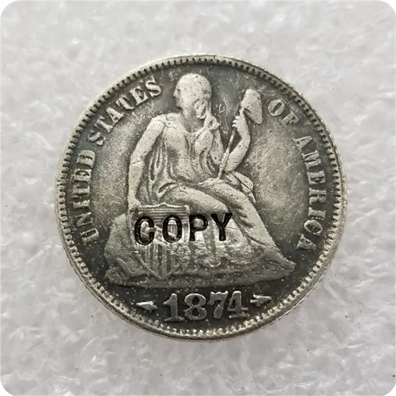 США(1871,1872, 1873,1874)-CC десятицентовая монета с изображением сидящей свободы копии монет - Цвет: 1874