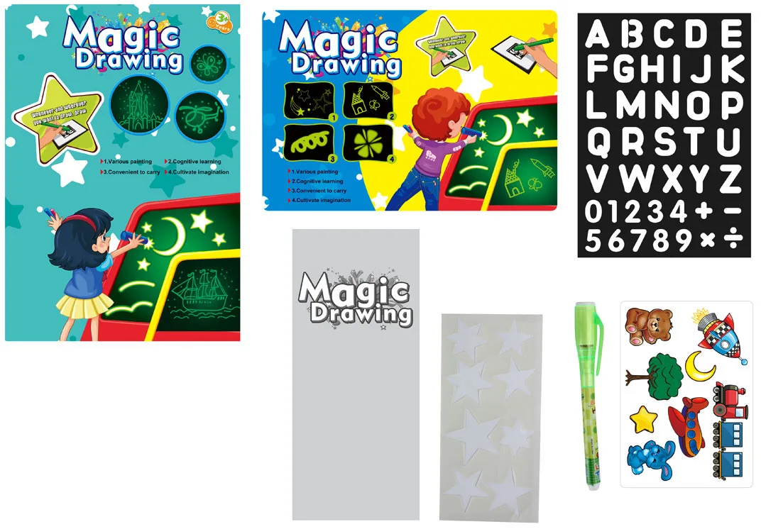 

English Migic Drawing LED Electronic Fluorescent Board Graffiti Painted Writing Board A3 Drawing Board 42*29