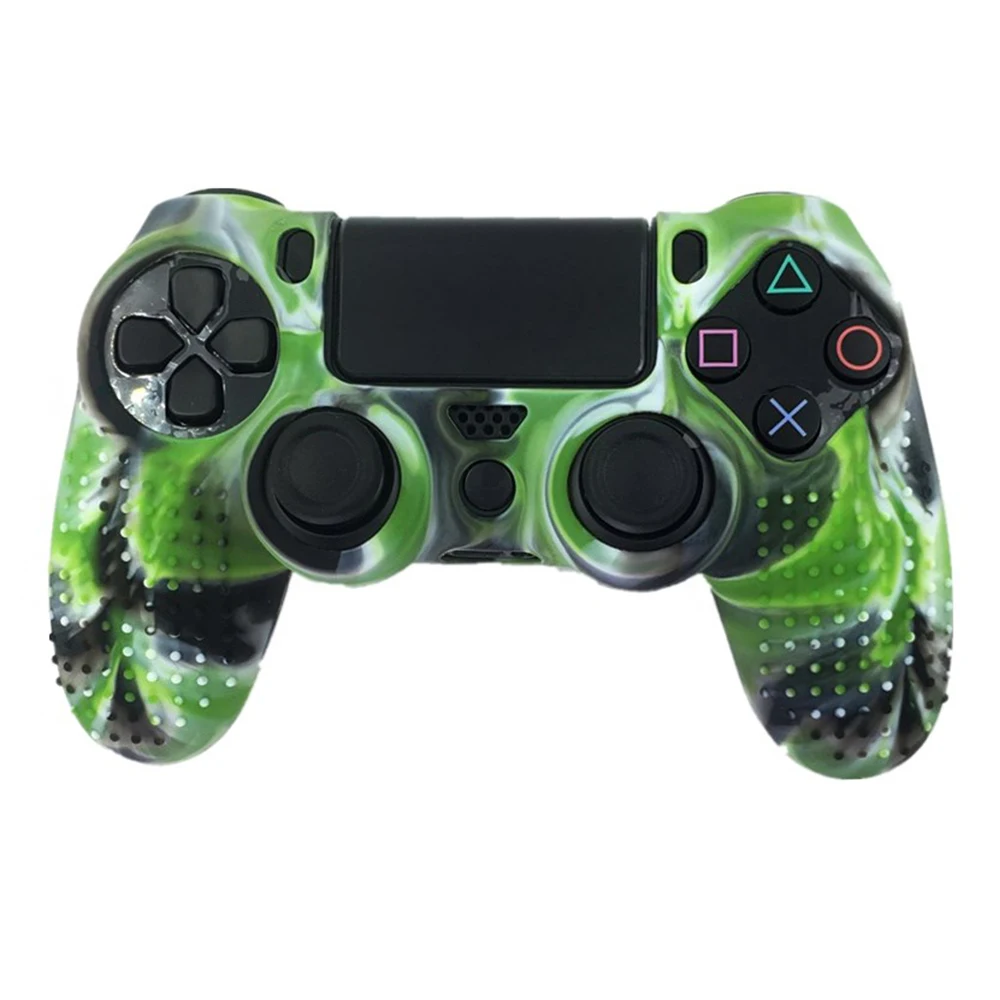 Green Camo 8 цветов Противоскользящий Силиконовый чехол для sony playstation Dualshock 4 PS4/Pro/тонкий контроллер аксессуары и ручка - Цвет: Green Camo
