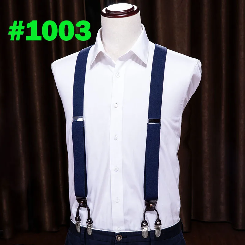 B-1003 Barry. wang Adjustbale Y shape подтяжки 6 зажим подтяжки винтажные женские брюки подтяжки для мужчин брюки свадебные 9 цветов 1001 - Цвет: B-1003