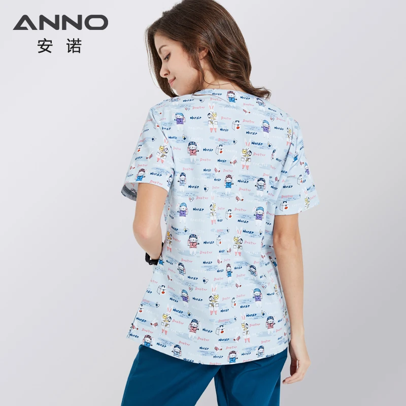 ANNO больничные скрабы набор для ухода униформа для мужчин и женщин медицинские принадлежности стоматологическая клиника Медсестра скрабы для женщин спа-униформа