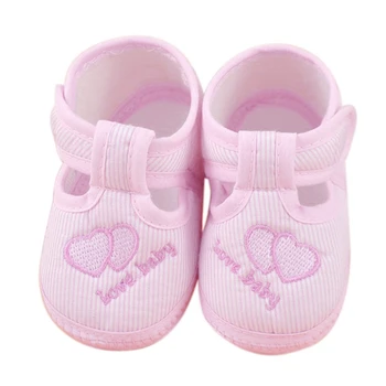 

Newborn Baby Boys Girls Canvas Stripe Crib Shoes Heart-shaped Letter Embroidery Soft Sole First Walkers Toddler shoe 0-10M A20