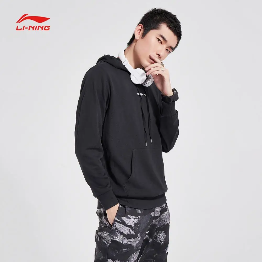 Li-Ning Мужская трендовая толстовка с капюшоном, теплый флис, свободный крой, 34% хлопок, 66% полиэстер, Удобная подкладка, спортивные топы AWDN811 MWW1509