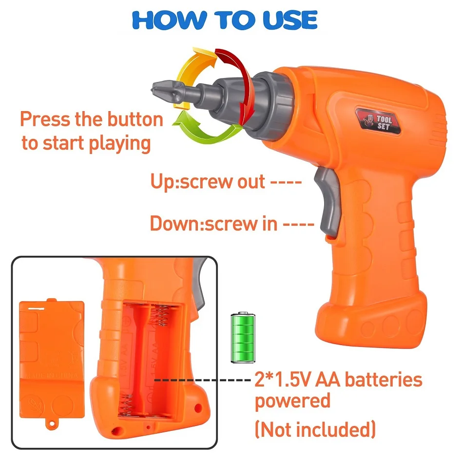 224PCS Kids Electric Drill Puzzle Toy Screw Group Nut Disassembly Match Puzzle Assembled Educational Toys Christmas Gift 2020
