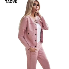 TAOVK chándal de una sola pieza para mujer, chaqueta sin cuello y pantalones, conjunto de dos piezas, ropa de calle