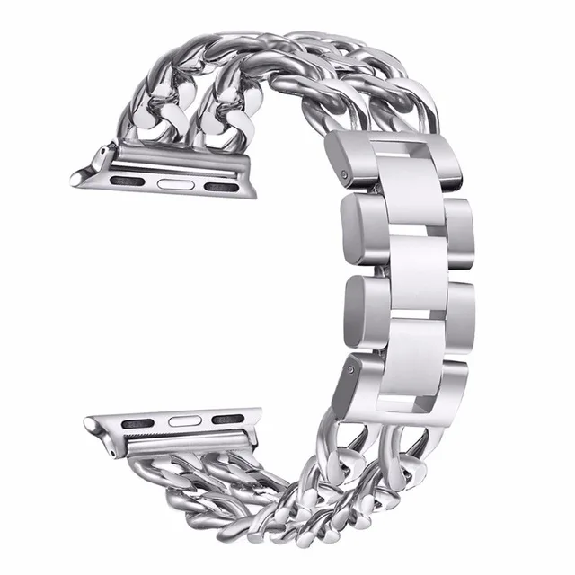 silver Ремешок из нержавеющей стали для Apple Watch Series 5, 4, 3, 2, ремешок 38 мм, 42 мм, 40 мм, 44 мм, металлический ремешок для iWatch 5, 4, 3, 2 - Цвет ремешка: silver