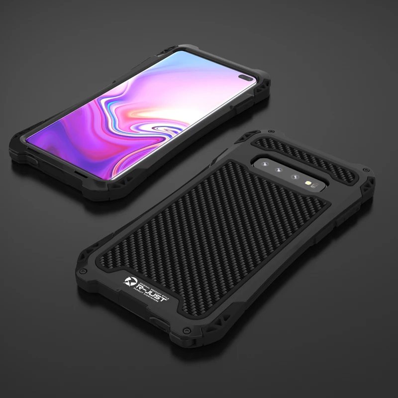Роскошный чехол для Samsung S10 из углеродного волокна сверхпрочный Алюминиевый