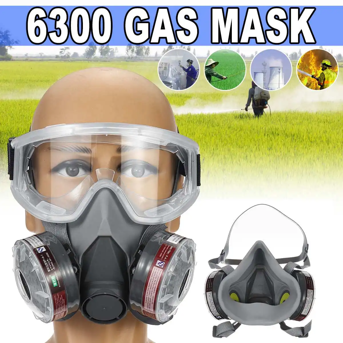 

comfortable impact resistance Half Face Respirator Dust Gas Mask for Painting Spray Pesticide Chemical Smoke Protection