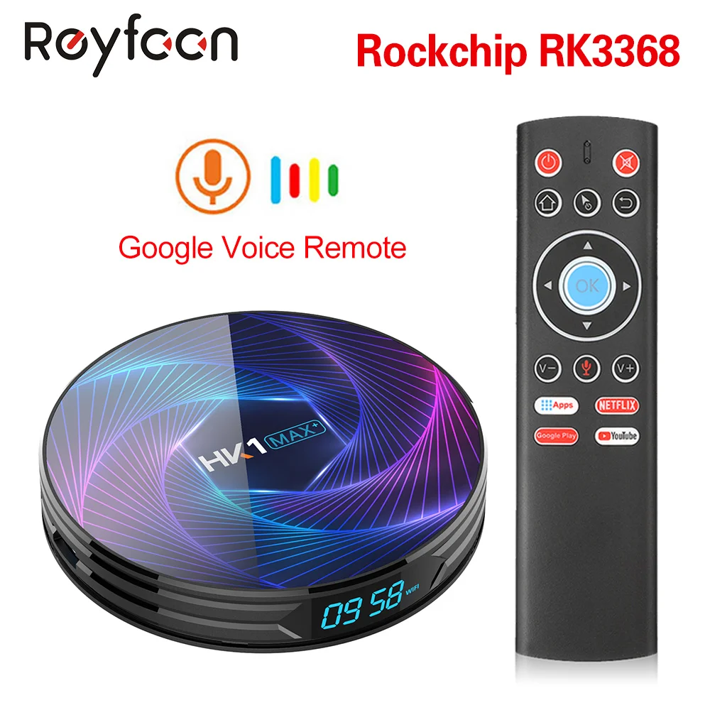 Comprar HK1 MAX Plus TV caja Android 9,0 Octa Core Rockchip RK3368PRO USB3.0 1080P H.265 4K 60fps reproductor de Google Netflix, Youtube medios pla