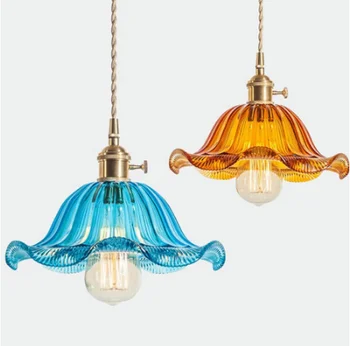 

brass glass Pendant Light Nordic Creative minimalist single head E27 Pendant Lamp For Restaurant bar balcony cafe WF1014