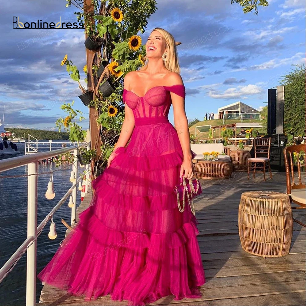 Bbonlinedress длинное платье для выпускного вечера тюлевое трапециевидное с открытыми