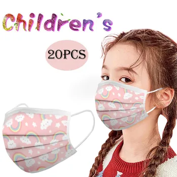 

20PCS a box Cartoon Kids Disposable Mask 3 Layer Child Filter Hygiene Thicken Children's Face Mouth Mask Earloop Fast Delievry