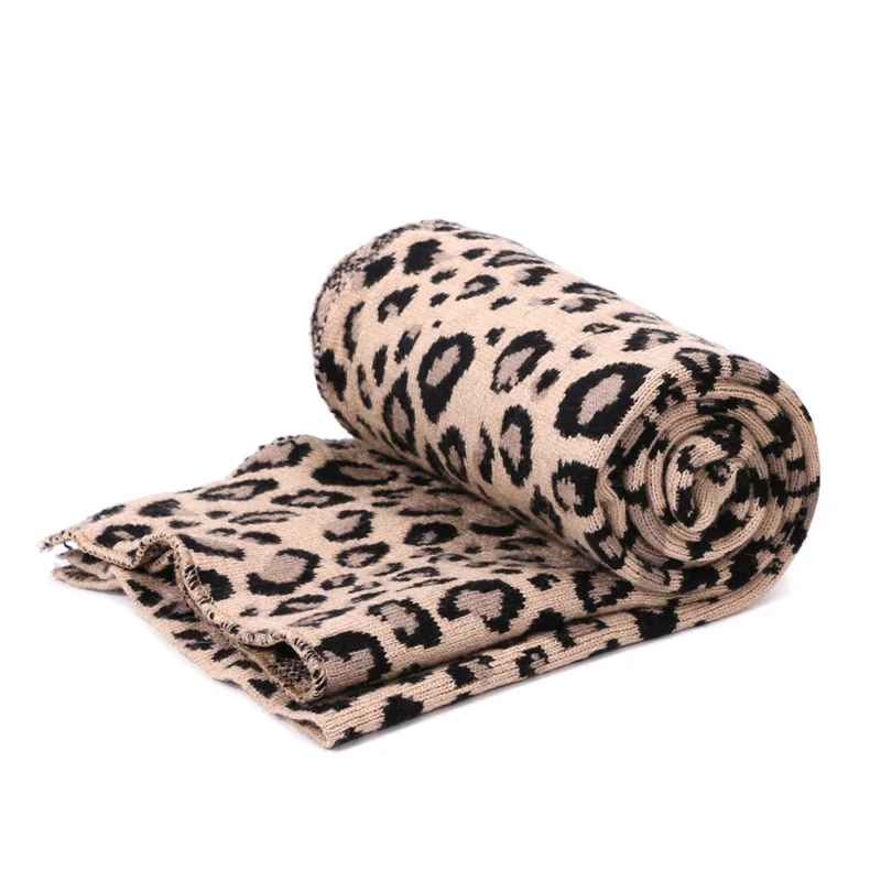 Leopard Printed Beanie Hats Scarf Set With Real Fox Pompon For Women Winter Warm Thick Knitted Caps Fashion Lady Beanies 2 Piece - Color: F1