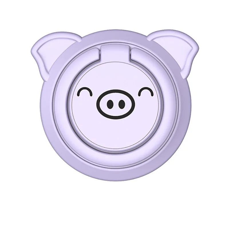 Type1 Light purple Piggy Cartoon Shape 360 Rotate Finger Ring Stand Car Phone Holder For iPhone X Huawei Samsung Xiaomi Mobile phone holder Ring - Color: Type1 Light purple