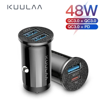 

KUULAA Quick Charge 4.0 36W QC PD 3.0 Car Charger for Samsung S10 9 Fast Car Charging for Xiaomi iPhone Mobile Phone USB Charger