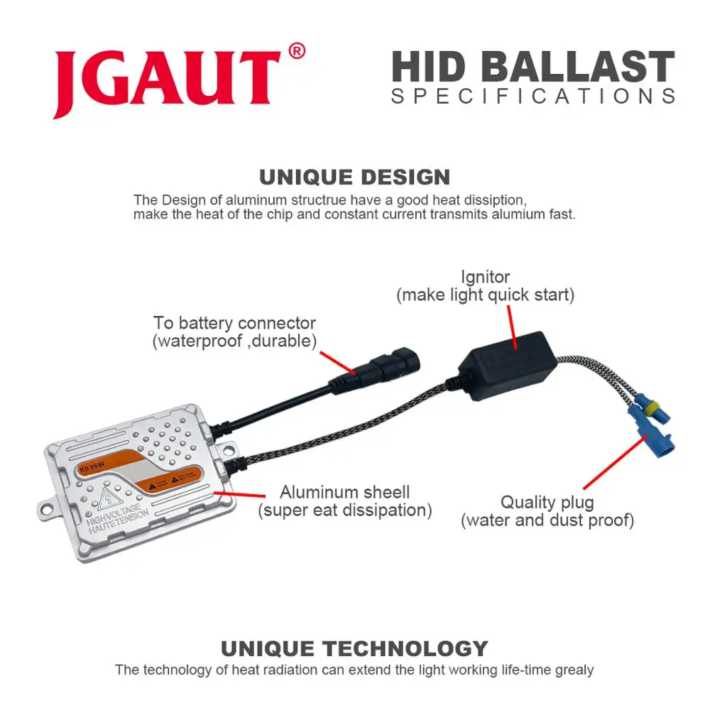 Ксеноновая лампа JGAUT HID AC 55 Вт для автомобильных фар с быстрым запуском H1 H4 H7 H3 9012 H11