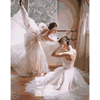 

Painting By Numbers Kit DIY Ballet Dancer Canvas Oil Art Picture Craft