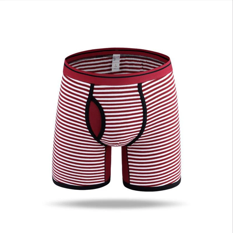 red stripe Длинные боксеры algodon hombre, мужское нижнее белье, забавное Спортивное нижнее белье, мужское нижнее белье onderbroek mannen mans bielizna, мужские трусы cueca masculina slip - Цвет: red stripe