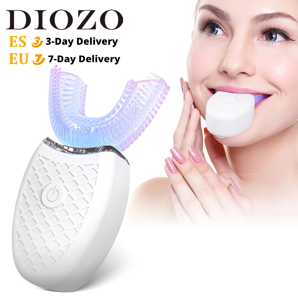 Mejor vendedor  DIOZO-cepillo de dientes eléctrico sónico, 360 grados, automático, tipo U, carga USB, blanqueador de dientes, luz azul, cabezal de cepillo suave 33mj6B1pxaV