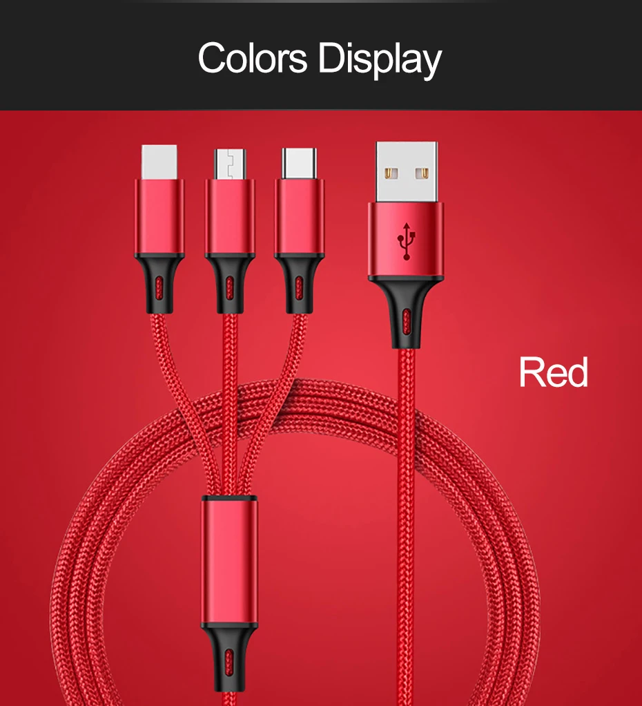 Musyue 3 в 1 USB кабель для iPhone samsung huawei Xiaomi usb type C кабель Micro USB кабель 3A телефонный кабель для iPhone 7 8 Plus XR