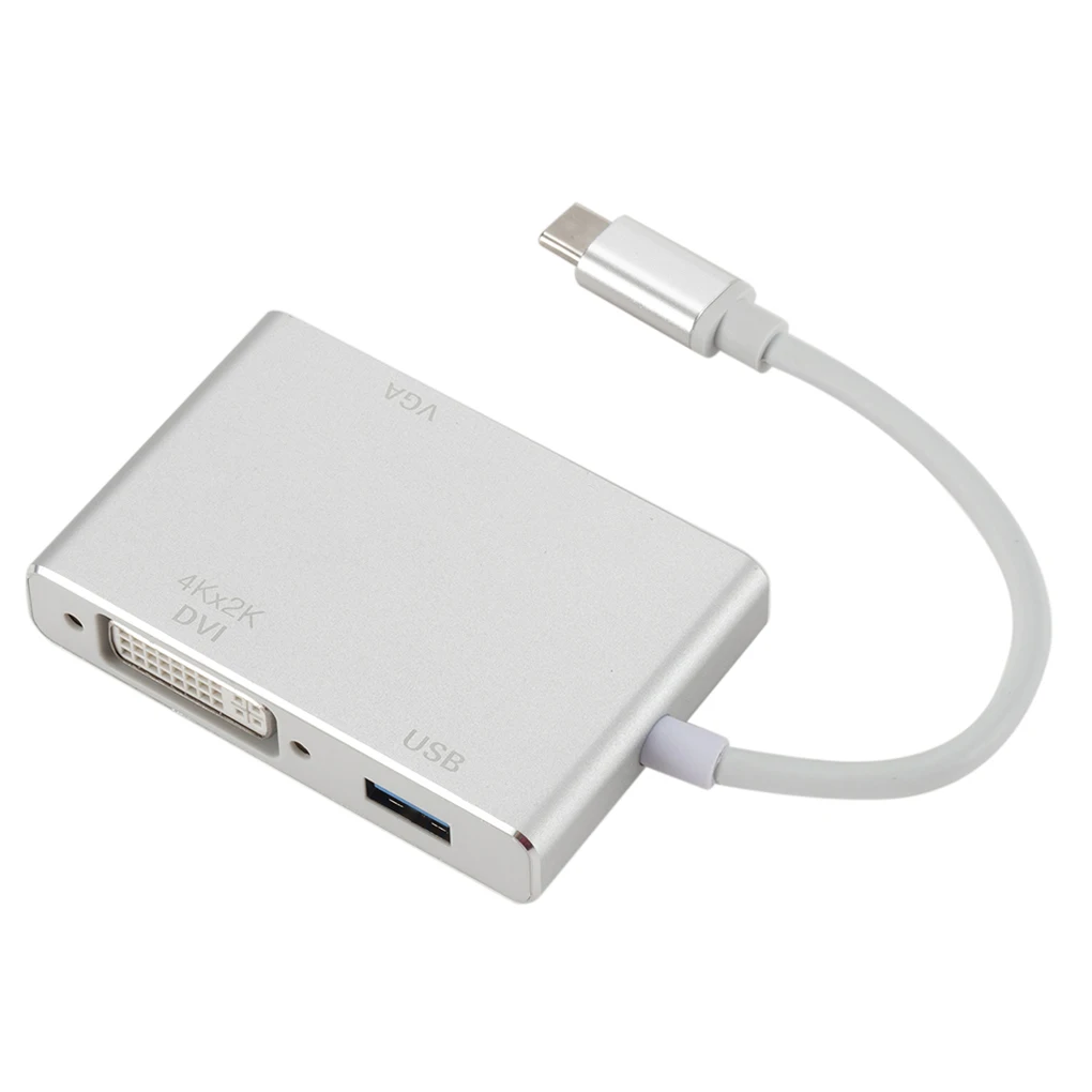 Тип-c видео Адаптер Hub USB-C USB VGA, HD с поддержкой hdmi, DVI 4-в-1 видео конвертер Алюминий сплав чехол