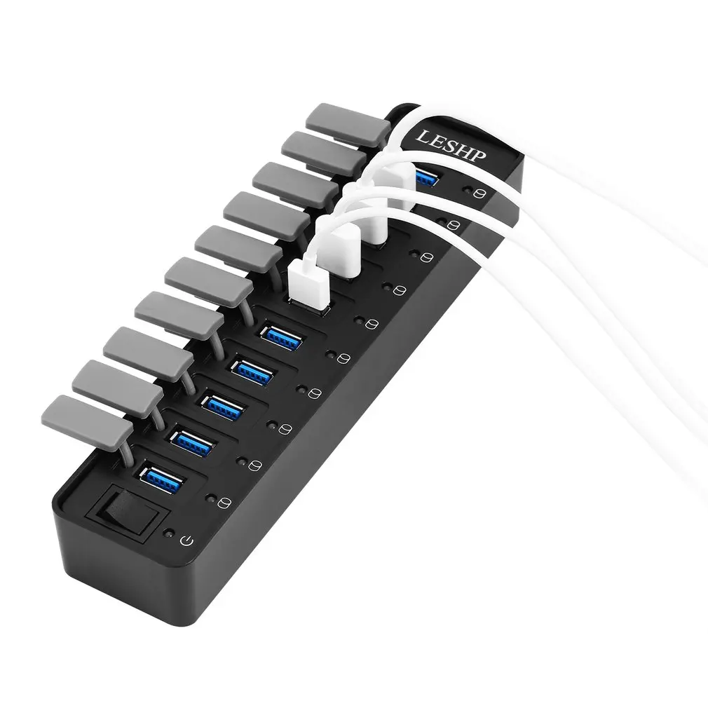 10 портов USB 3 0 концентратор Высокоскоростной 5 Гбит/с данных разветвитель с