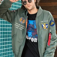 Smn jaqueta de vôo dos homens verdes casual força aérea piloto jaqueta oversized topos primavera outono outerwear militar casaco fino