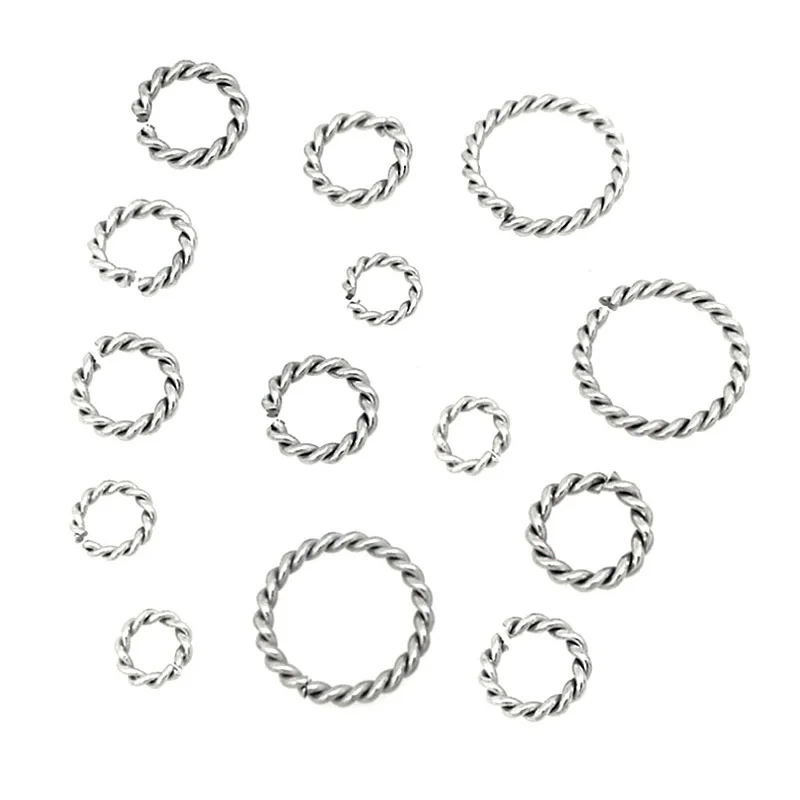 

50pcs/lot spiral Stainless Steel Open Jump Rings 6/8/10/12/15mm Steel Tone Split Rings Connectors For Jewelry Findings Making