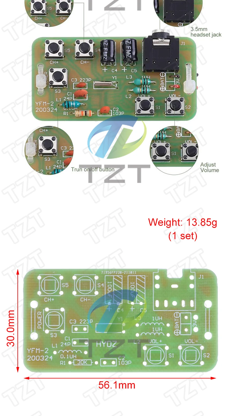76-108 MHz FM Stereo Radio DIY Kit Drahtlose FM Empfänger Modul Frequenz Modulation Elektronik Löten Praxis Projekt – Detail 5
