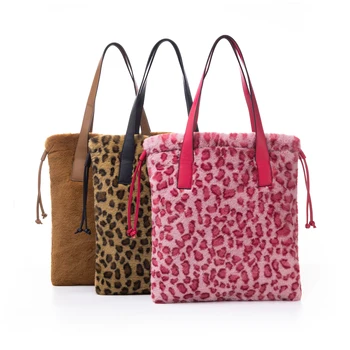 

2020 Winter Women's New Fashion Leopard Faux Fur Female Shoulder Bag Large Capacity Plush Handbag Christmas Gift сумка женская