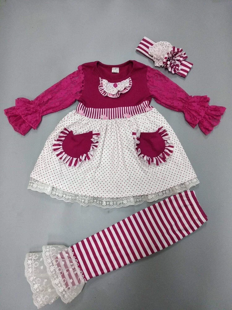 Футболка с вышивкой для новорожденных девочек; топы; Штаны для отдыха; комплект одежды из 2 предметов; детская одежда с длинными рукавами; сезон осень-зима