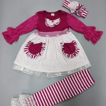 Футболка с вышивкой для новорожденных девочек; топы; Штаны для отдыха; комплект одежды из 2 предметов; детская одежда с длинными рукавами; сезон осень-зима