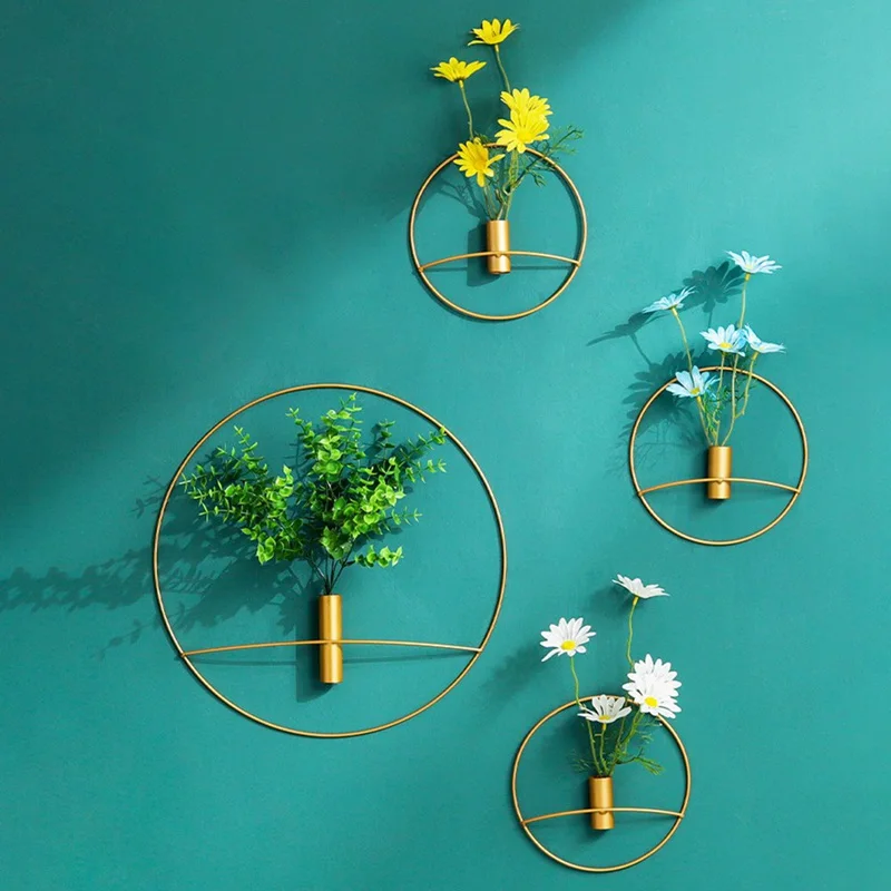 

Modern Art 3D Metal Wall Mounted Candle Holder Vintage Flower Vase Home Decor Dry Flower Vase Wall Ornaments Candlestick