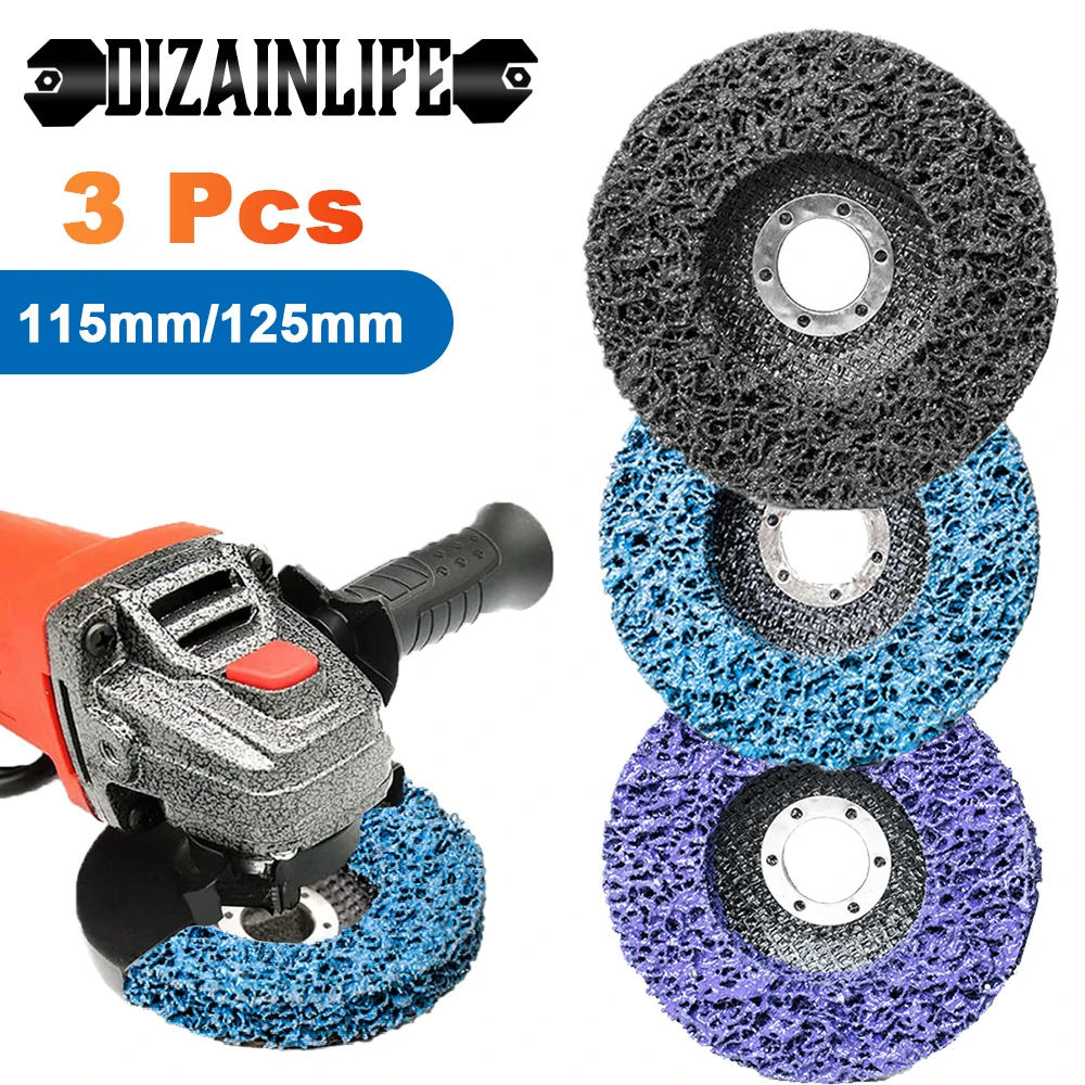 1/3 Uds 125mm disco con tira de polietileno rueda abrasiva pintura Óxido de limpio de ruedas para motocicletas Durable amoladora de ángulo de coche