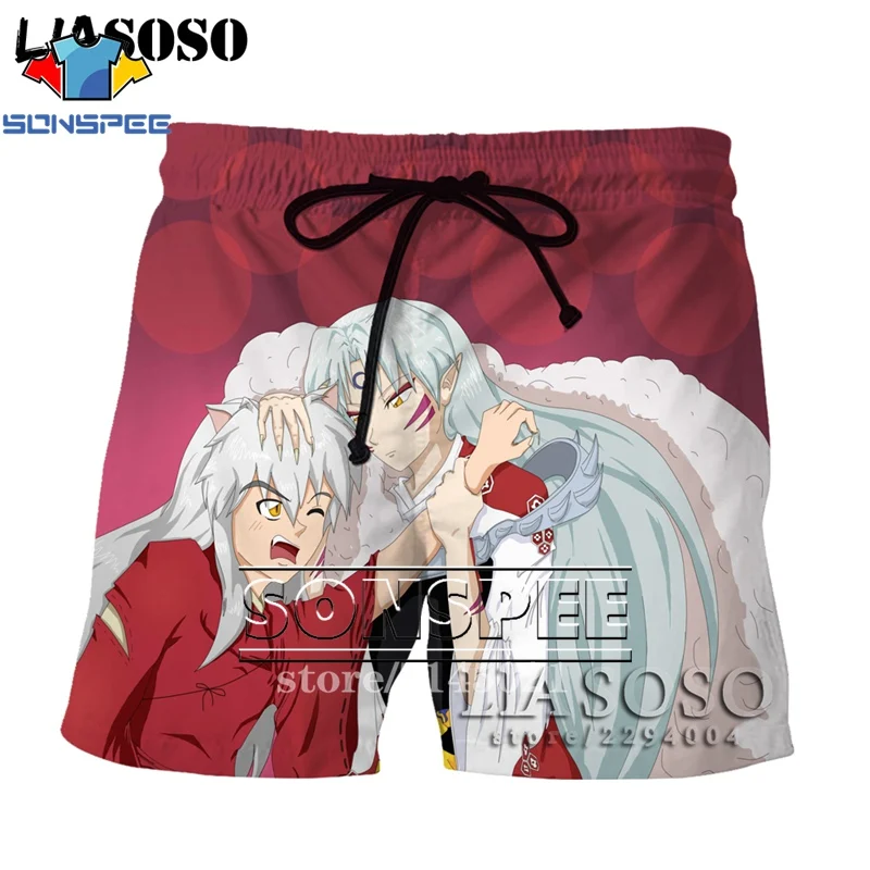 SONSPEE, 3D принт, аниме, Inuyasha, мужские, женские, дышащие, пляжные шорты, летние, для фитнеса, штаны, повседневный стиль, качественная спортивная одежда, D08 - Цвет: Лаванда