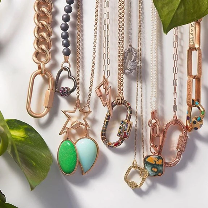 Juya DIY Carabiner 패스너 용품 고딕 메쉬 체인 펜던트 쥬얼리 만들기위한 크리 에이 티브 골드 스크류 잠금 걸쇠 액세서리