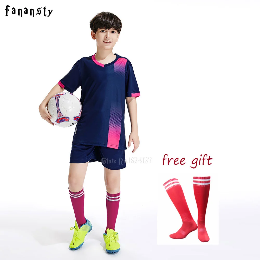 Kids Soccer Jersey Set with Free Socks 23/24 Children Club Team Football Training Uniform Outfit Sportswear football uniform sports uniform sets