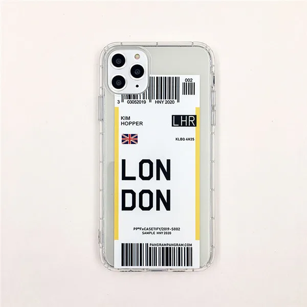 LONDON Горячие INS США Город авиа билетов простые буквы Нью-Йорк прозрачные телефонные чехлы для iPhone 10X XS Max XR 11 Pro MAX 8 7 6 6s Plus - Цвет: LONDON