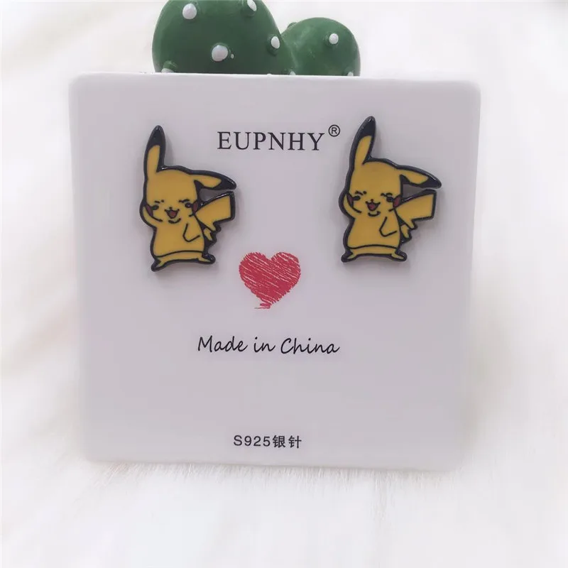 EUPNHY 1 пара, маленькие серьги-гвоздики с рисунком стежка/симпонов/медведя/карандаша Shinchan для женщин и девочек, модные серьги, ювелирное изделие, подарок - Окраска металла: 20