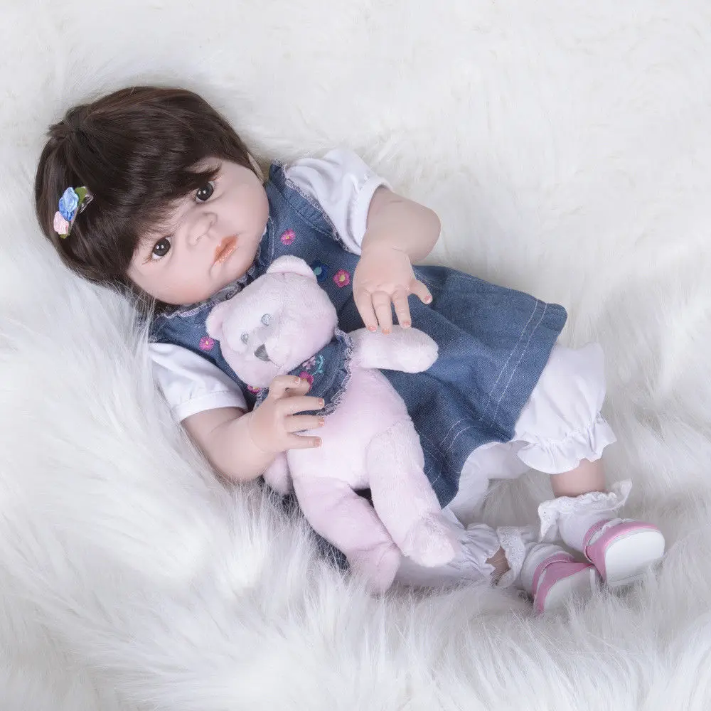 Reborn Girl Baby 22'' Realistic Lifelike Soft Vinyl Silicone Newborn Doll Dolls for Girls Baby Doll Toy American Girl Doll