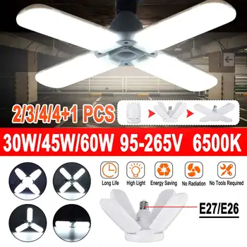 

30W/45W/ 60W LED Garage Light E27/ E26 6500K Workshop Ceiling Lights Fixture Deformable Lamp Cold White Industrial Lighting