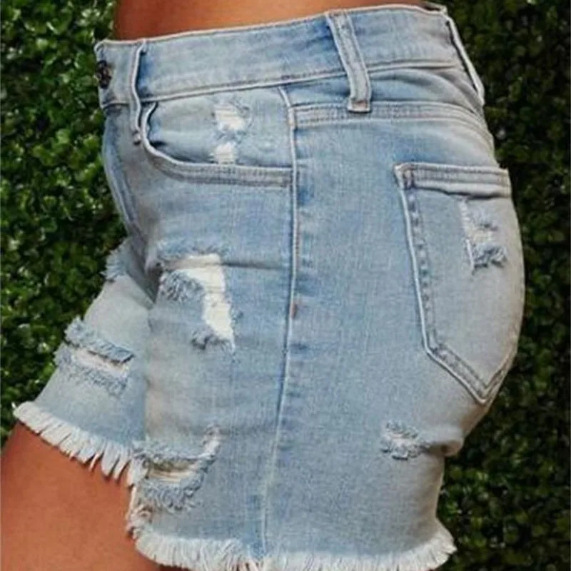 2021 Summer Hot Shorts Women Jeans High Waist Denim Shorts Fringe Frayed Ripped Denim Shorts For Ladies Jean Shorts With Pockets