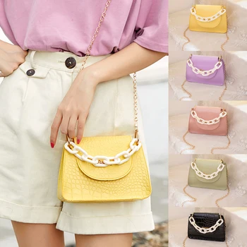 

Women Handbag Double Iron Ring Bold Handle Crocodile Pattern Elegant Sweet Mini Shoulder Bag All Match Girl Coin Bag